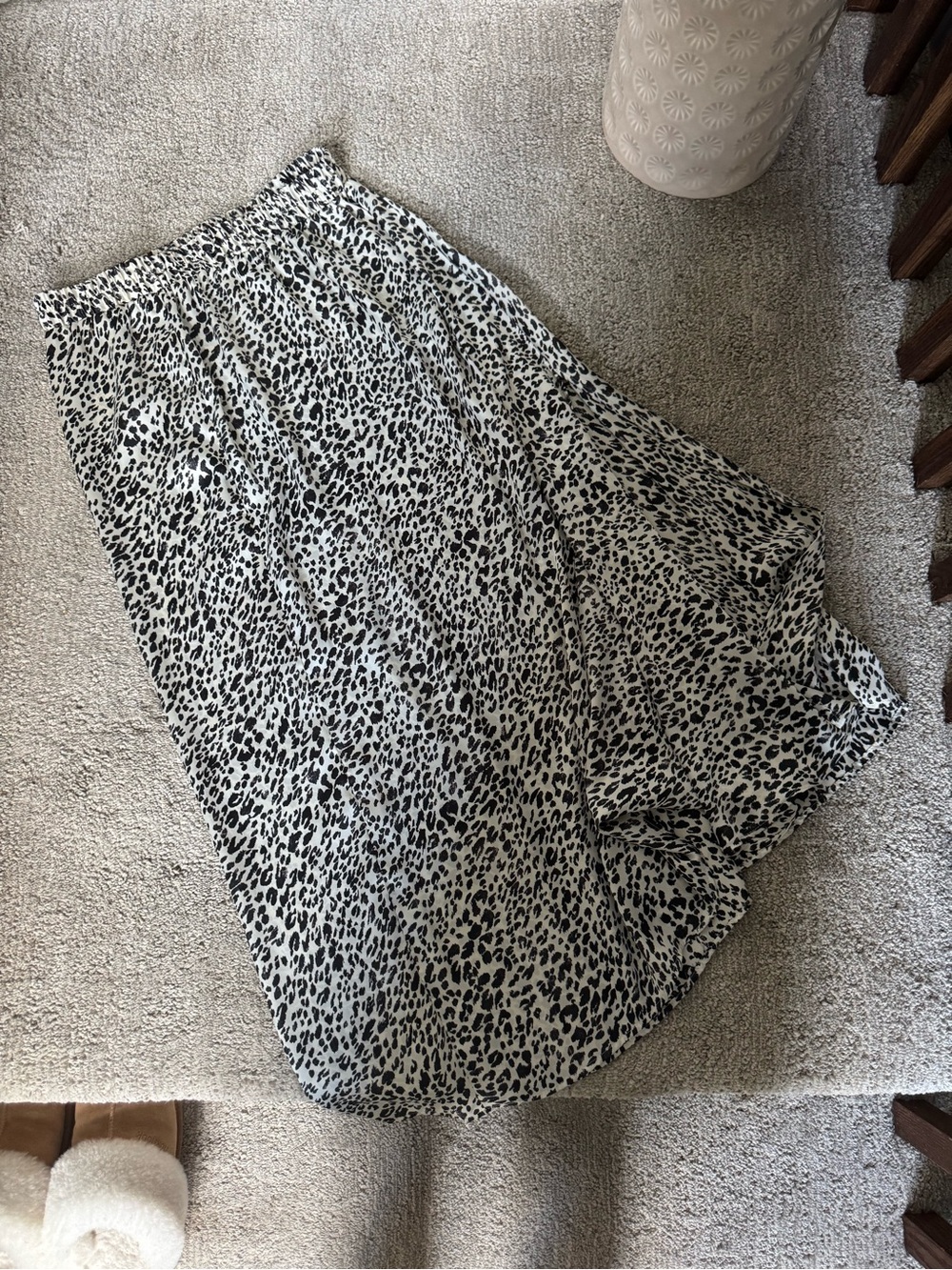 Zara Black and White Leopard Print Maxi Skirt